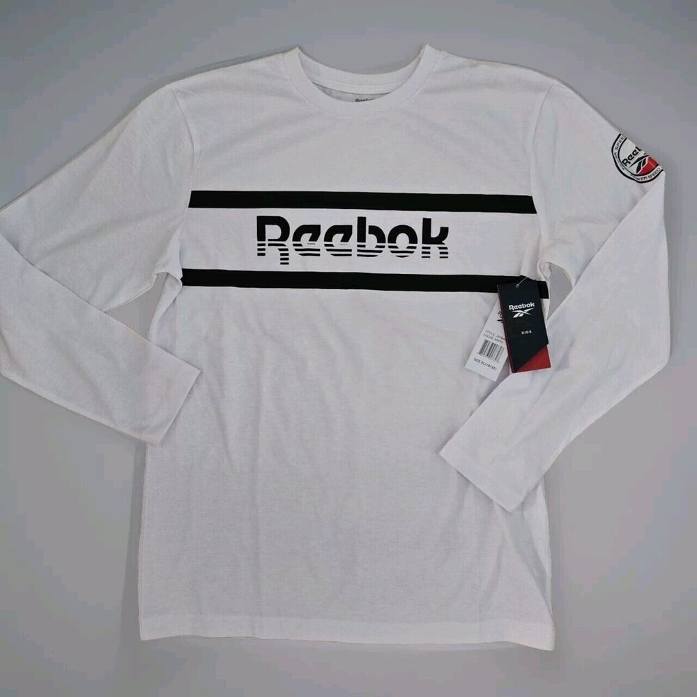 Reebok White Long Sleeve Crew Neck Graphic T-Shirt Youth XL(18-20) New!
